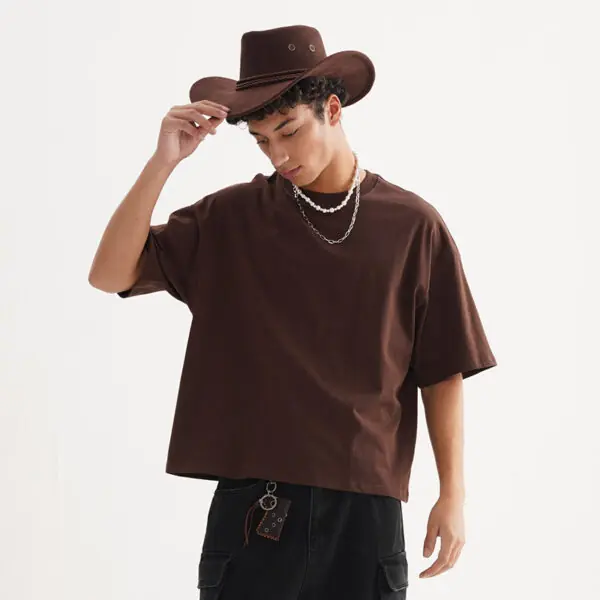 New short style tall versatile T-shirt men's American Boxy short wide version men's short-sleeved T-shirt - Image 10