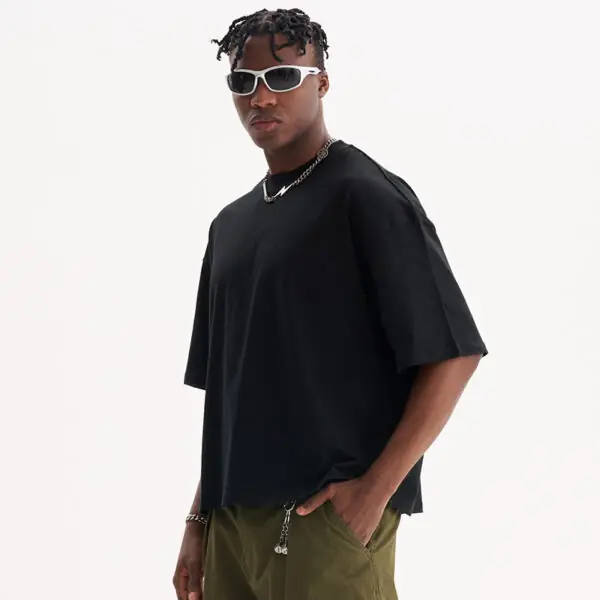 New short style tall versatile T-shirt men's American Boxy short wide version men's short-sleeved T-shirt - Image 6